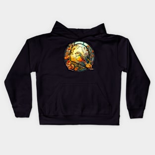 Autumn Songbird Stained Glass Kids Hoodie